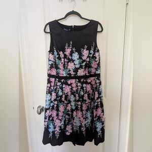 Talbots Black Floral Mini Dress